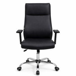 Sleek modern office chair with cushioned seat and chrome base on a white background