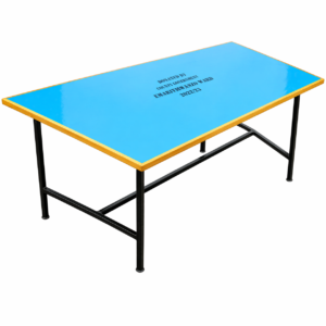 Multicolored trapezium kindergarten table for preschool classroom use