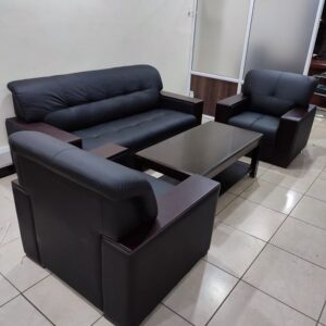 VIP office leather sofa set with coffee table for executive offices and reception areas