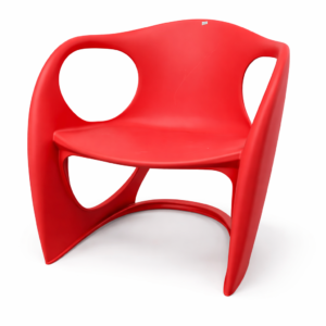 Modern sculptural plastic accent chair with curved contemporary design