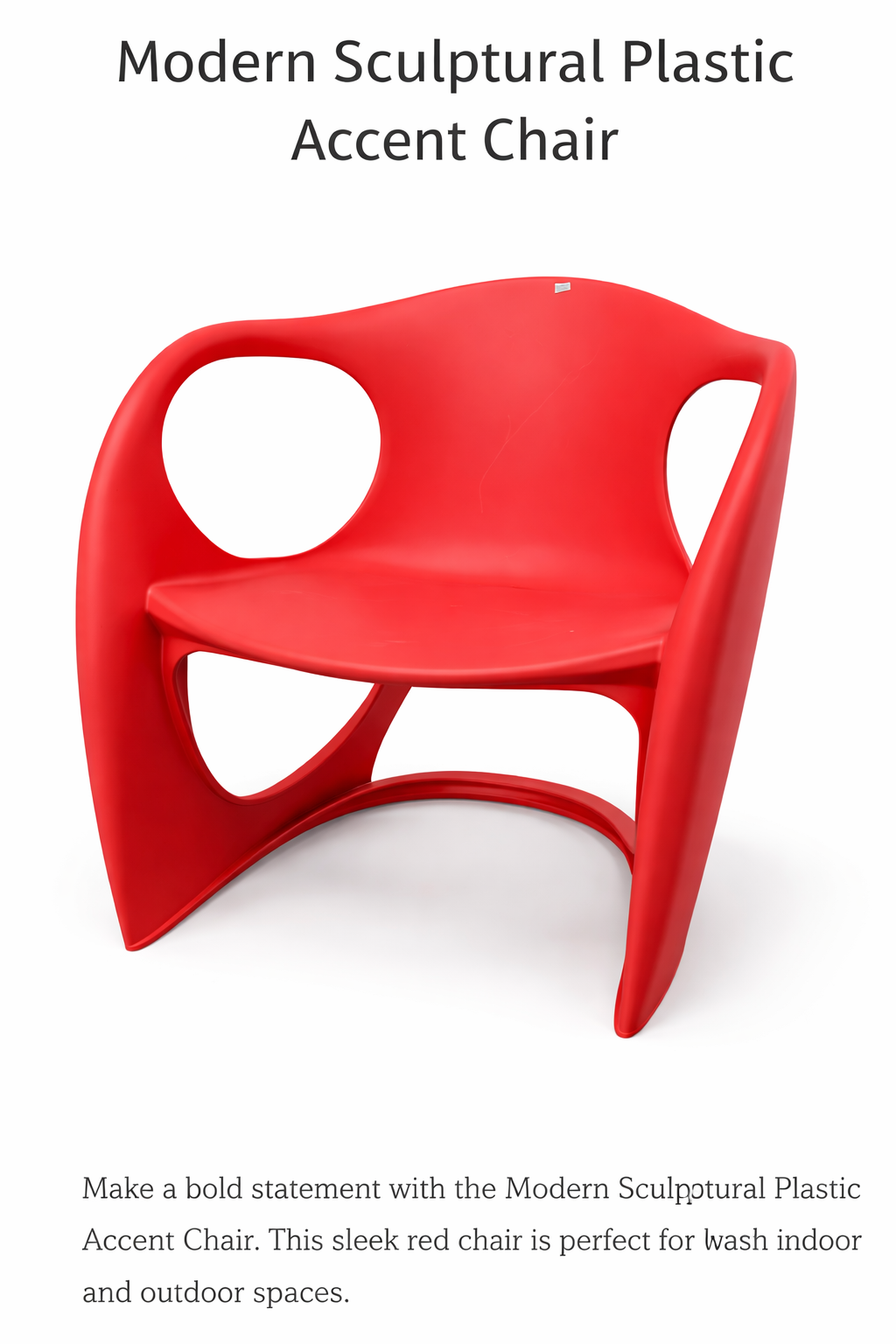 Modern sculptural plastic accent chair with curved contemporary design