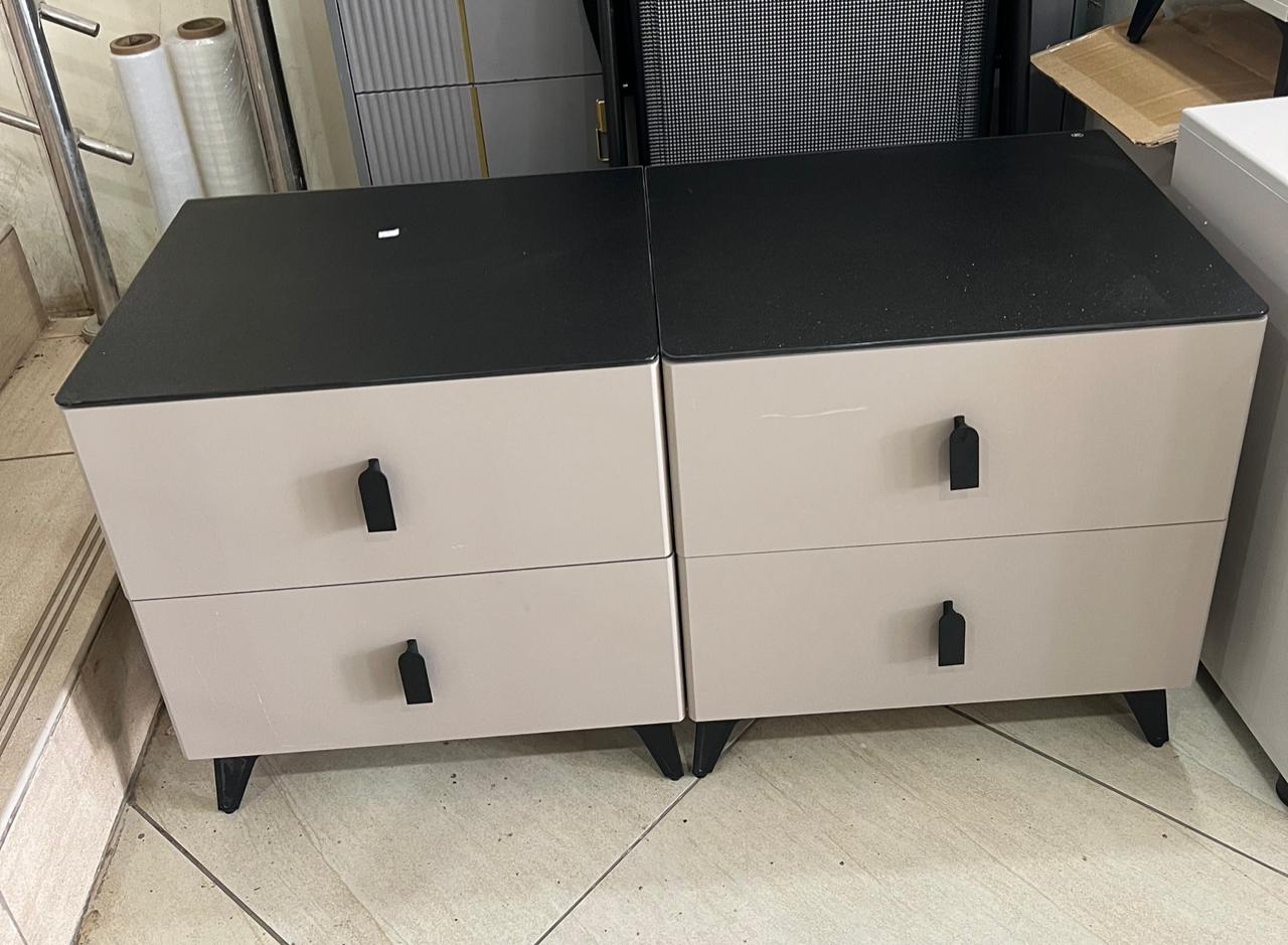 Modern glass top bedside drawers - Image 2