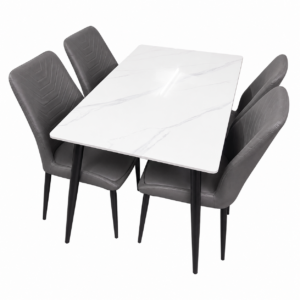 Modern 4 seater marble dining table with elegant marble-inspired tabletop