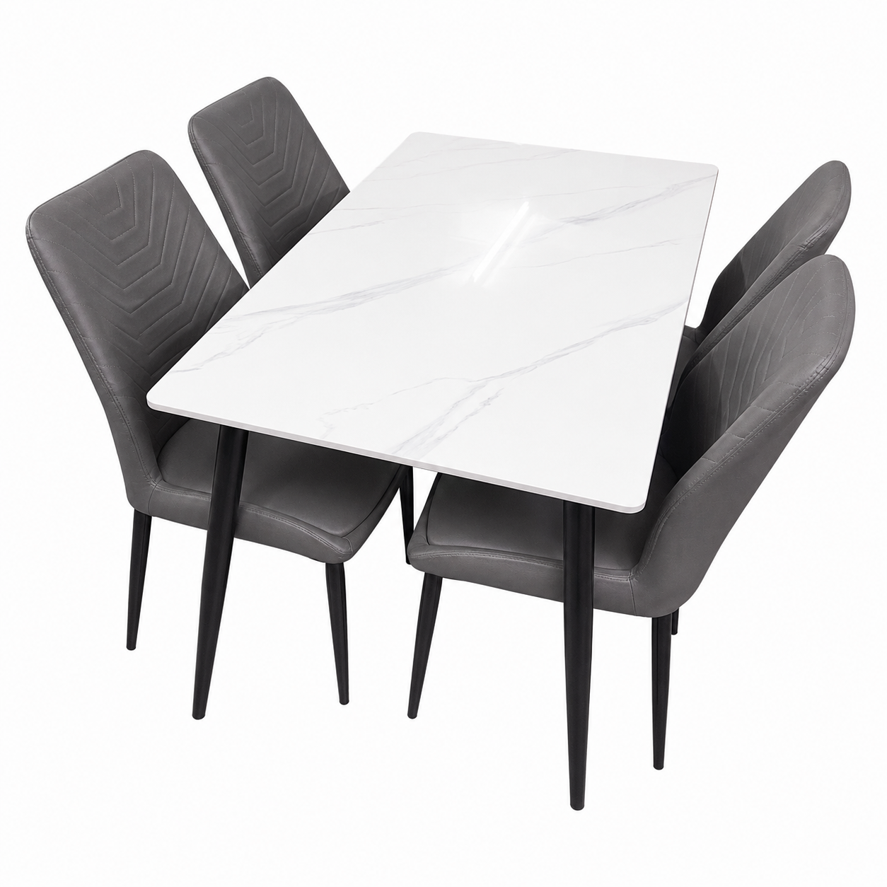 Modern 4 seater marble dining table with elegant marble-inspired tabletop