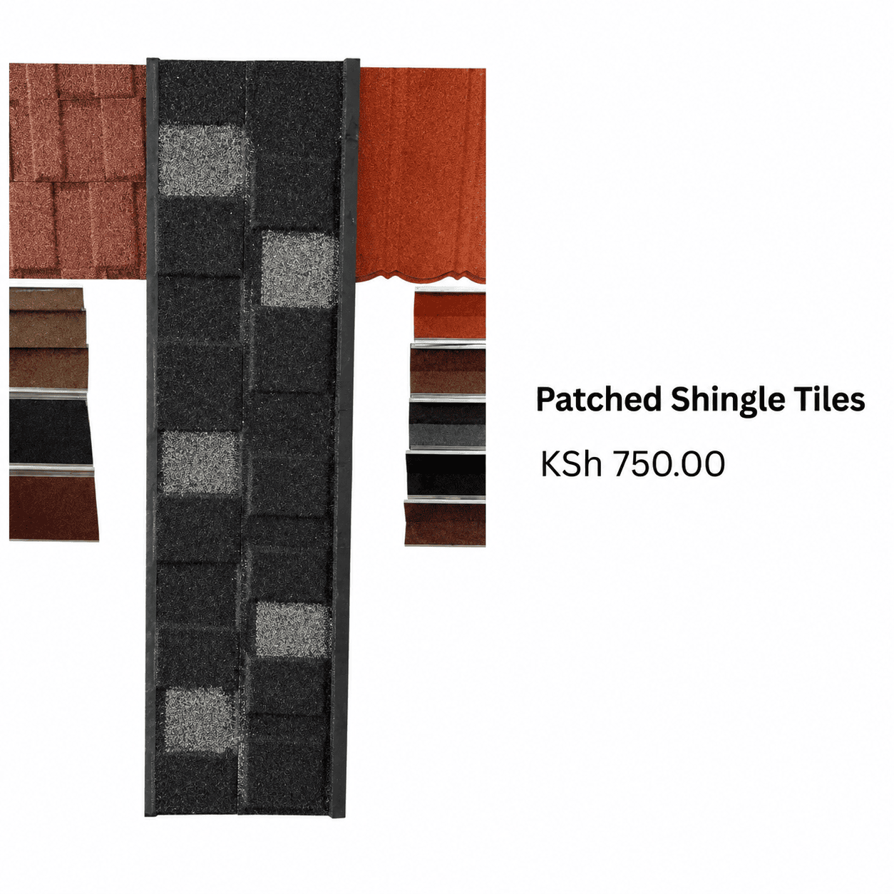 Premium Patched Shingle Tile stone-coated roofing sheets for residential and commercial buildings in Kenya with durable weather-resistant finish.